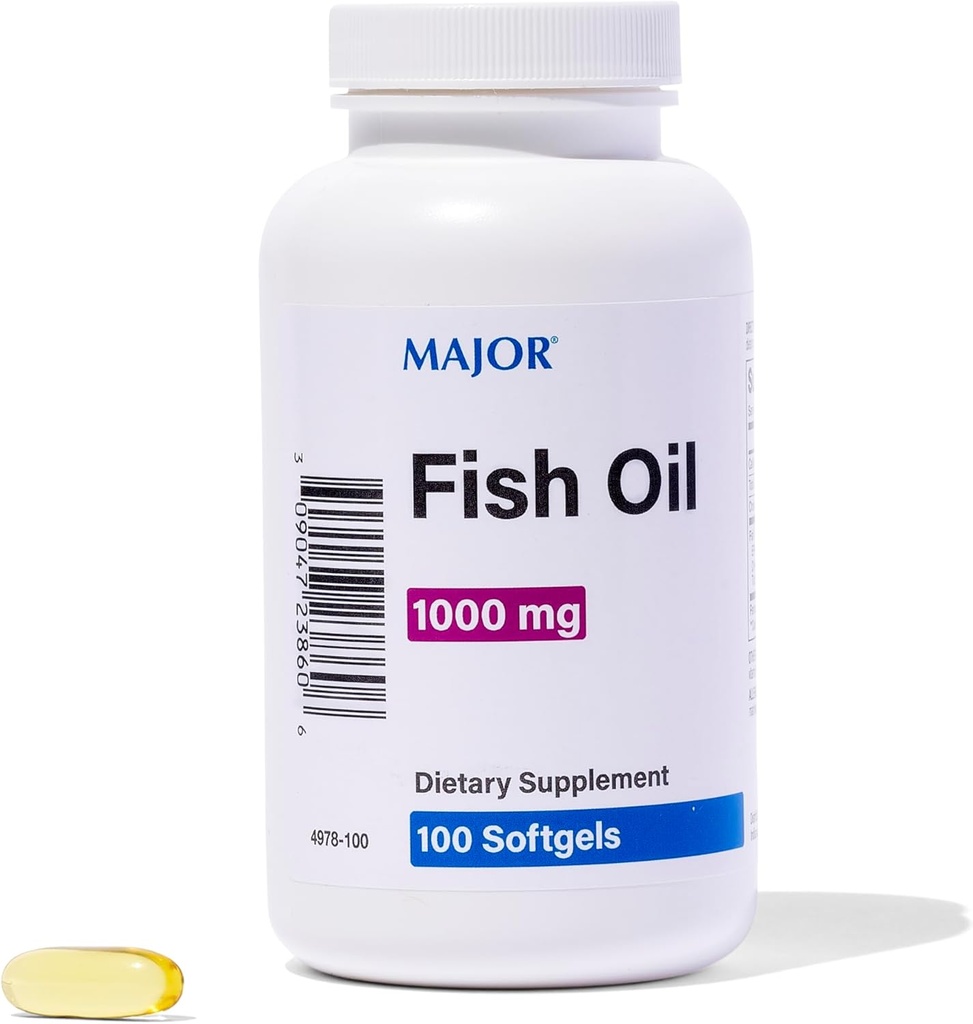 MAJOR Omega-3 Рибна олія - Добавка рибного масла 1000мг - 100 М'якогель (1-Pack)