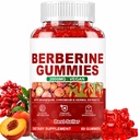 Berberine Gummies 2000mg with Chromium, Peach, 60 Count | High-potency Berberine HCl blend with chromium, ALA, cinnamon and turmeric for convenient daily wellness support