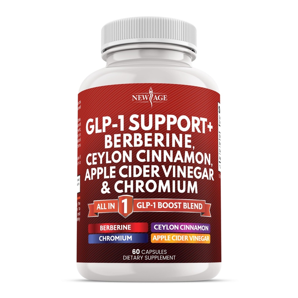 GLP1 Supplement Berberine Ceylon Cinnamon Apple Cider Vinegar Chromium - Gut Health Digestive Balance - 60 Veggie Capsules