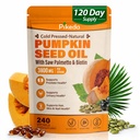 Pumpkin Seed Oil with Saw Palmetto & Biotin, 3800mg per Serving, 240 Softgels (120 Day Supply) – Cold Pressed Virgin Oil, Supports Hair Growth, Prostate, Urinary & Bladder Health, Non-GMO