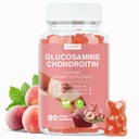 Glucosamine Chondroitin Gummies - 3000MG Extra Strength Joint Support Supplement with MSM & Elderberry, Flexibility, Antioxidant Immune Support Gummy for Adults, Men & Women - 90 Peach Gummies