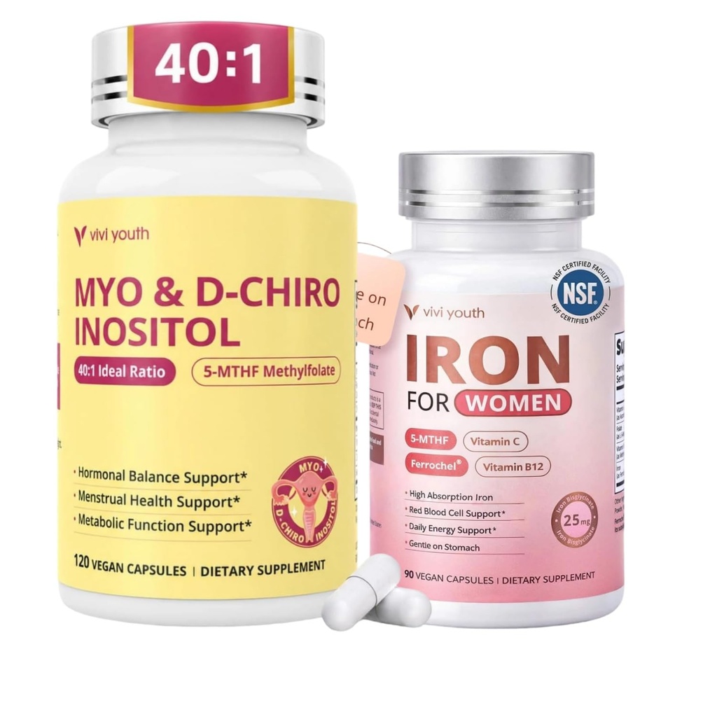 Gentle Iron Supplement & Myo-Inositol & D-Chiro Inositol 40:1 for Women