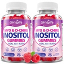 2PCS Myo-Inositol & D-Chiro Inositol Gummies for Women, 40:1 Ratio Inositol with Vitamin D3, Magnesium Glycinate, Methyl Folate for Female Health & Wellness, Sugar Free, Raspberry Flavor, 120 Count