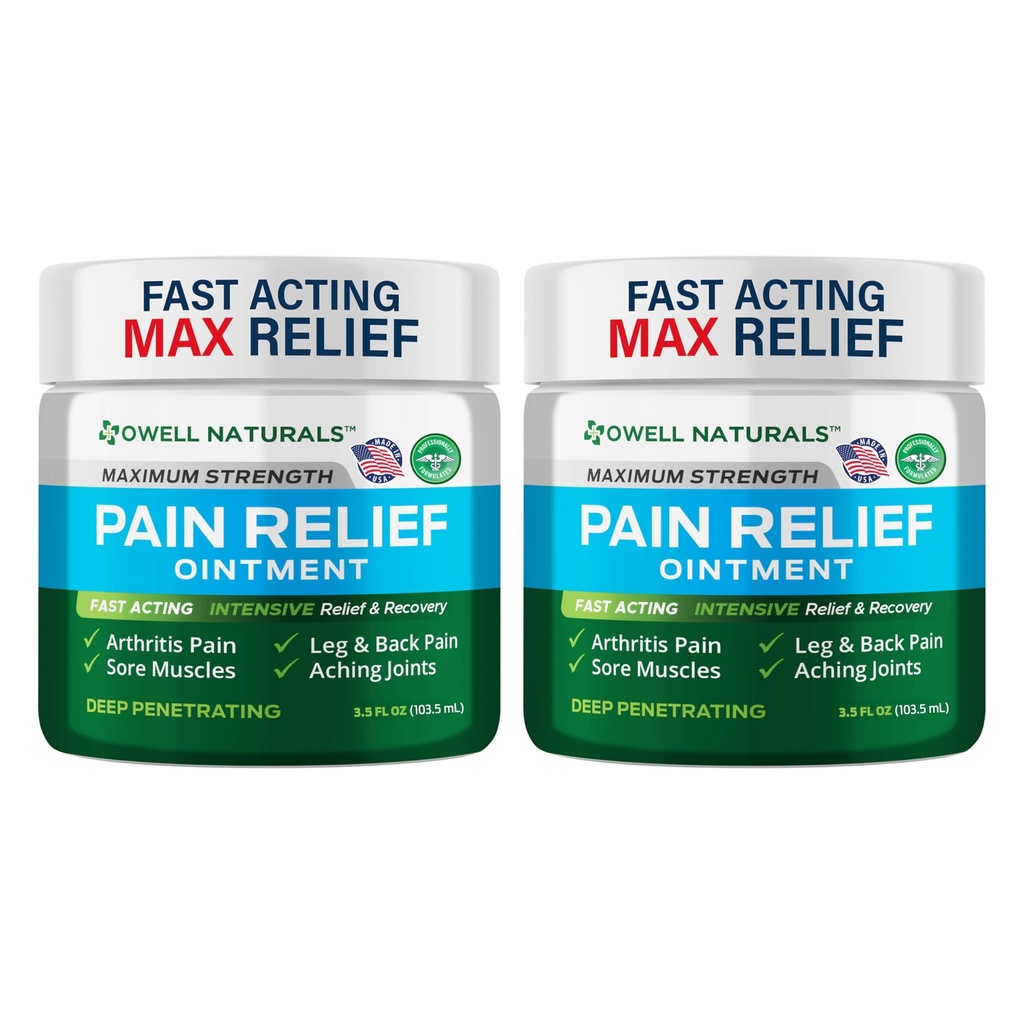 Owell Naturals Arthritis Pain Relief Ointment with Arnica & MSM – Deep Penetrating Joint & Muscle Therapy for Knee, Back, Sore Muscles, Legs, 3.5 oz (2 Pack)