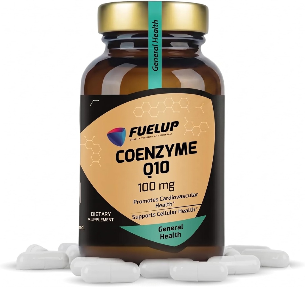 Coenzyme Q10 100 mg - 100 Veg Capsules, Ubiquinone, Non-GMO | Ubiquinone CoQ10 supports heart health, cellular energy production, daily vitality & overall wellness in vegetarian capsules.