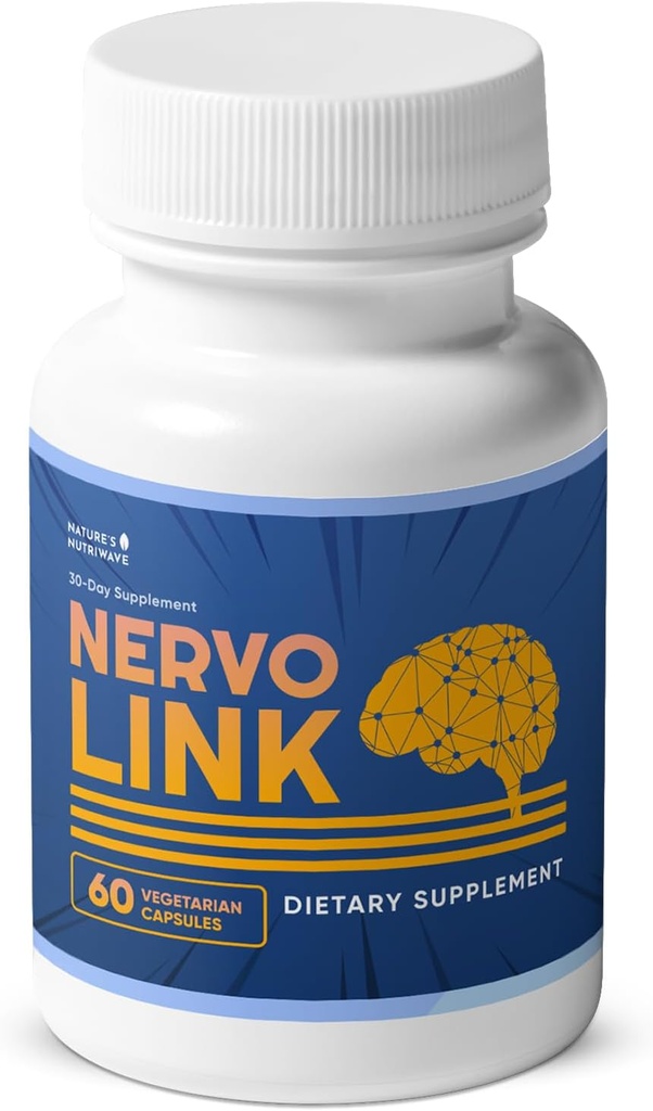 Nervolink - Supplemento naturale al 100% per Nerve-Support & Energy Boost, con Reishi, Shiitake e Lion’s Mane Mushrooms, Made in USA, Non - GMO - 60 capsule, 1 mese di fornitura
