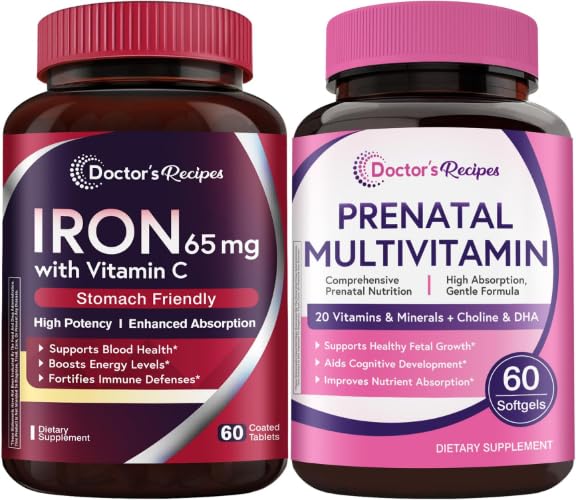 Doctor's Recipes Iron Supplement 65 mg with Vitamin C & Prenatal Multivitamin