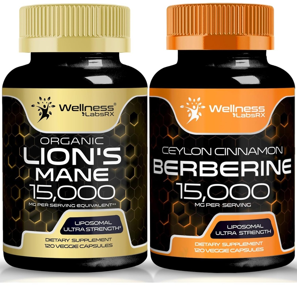 WELLNESS LABSRX Lions Mane Capsules and Berberine Capsules | Bundle