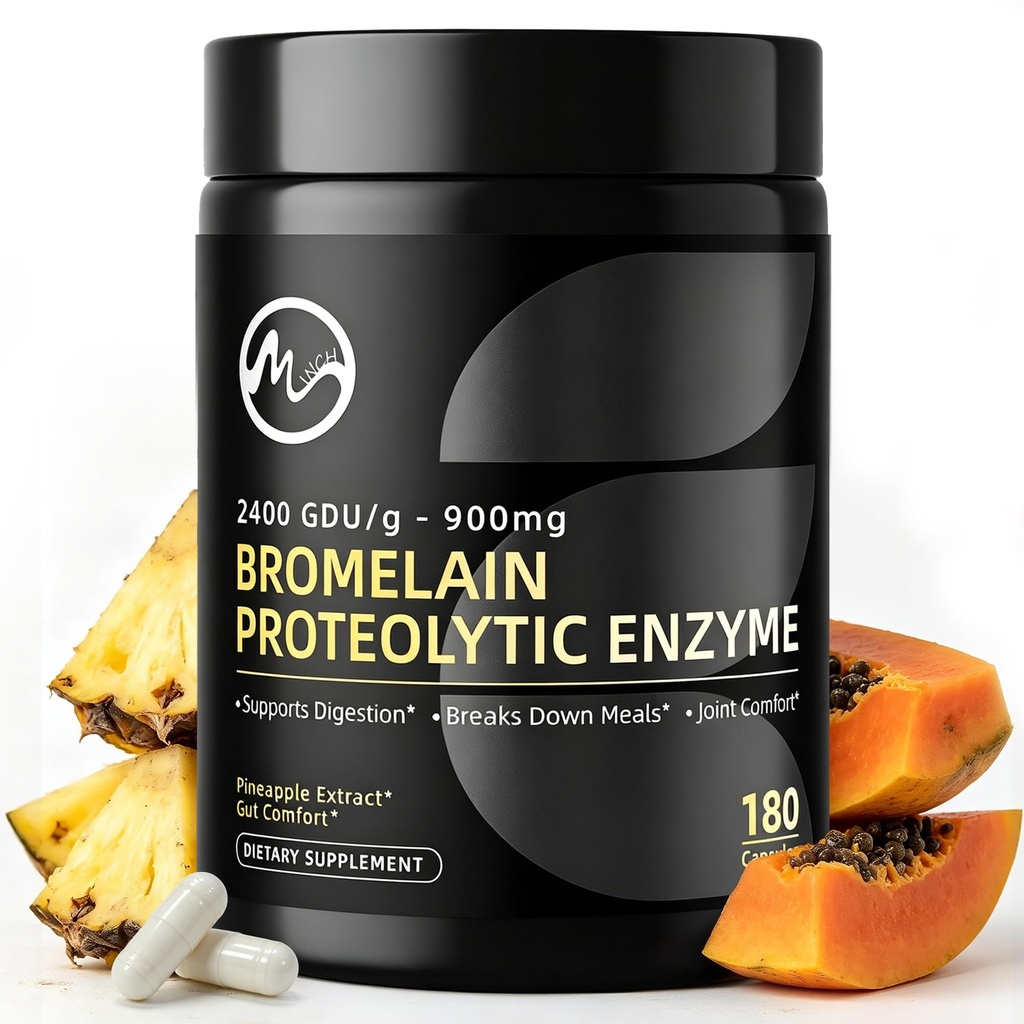 M inch Bromelain 900mg, 2400 GDU/g Pineapple Enzyme, Proteolytic Enzyme | Supports Digestion & Joint Comfort, Soy Free, 90 Servings