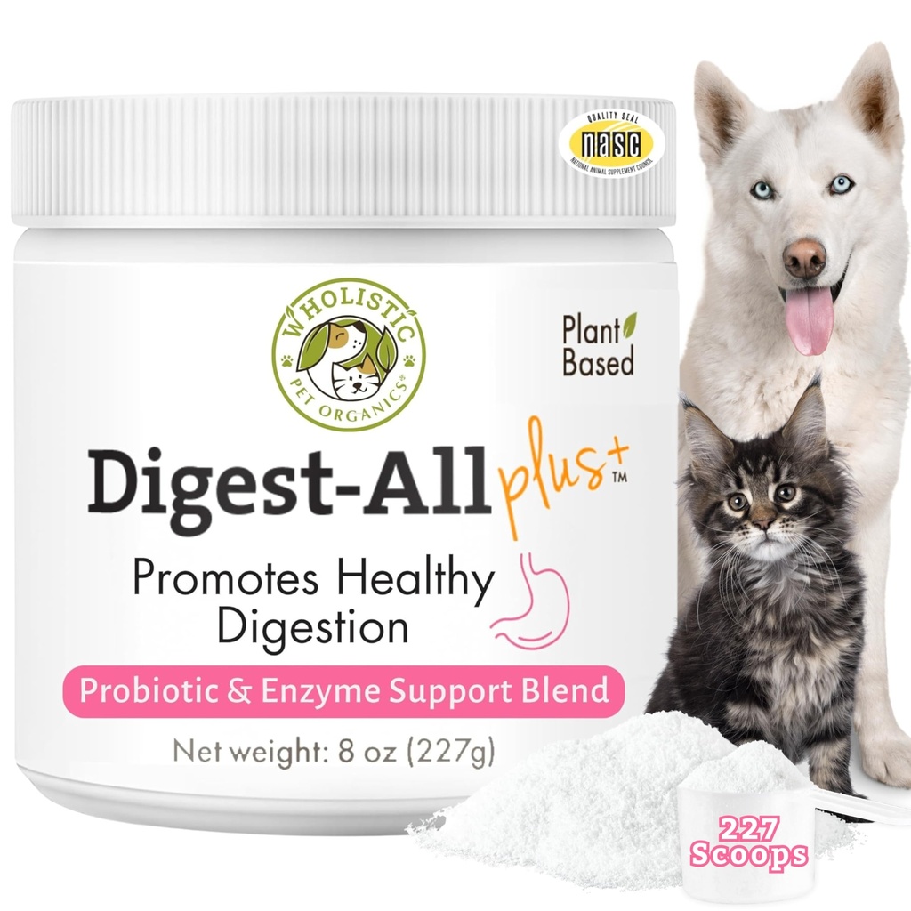 Probiotics for Dogs and Cats for Gut & Digestive Health - 8 Oz - 227 Scoops | 10B CFUs for Digestion, Nutrient Absorption, and Gut Balance - Cat & Dog Probiotics with Prebiotics and Digestive Enzymes
