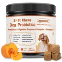 ZEBORA Probiotics for Dogs, Supports Digestive Health, 120 Soft Chews | With Pumpkin, Digestive Enzymes, and Prebiotics, Supports Gut Health, Immune, Skin, and Occasional Diarrhea Relief