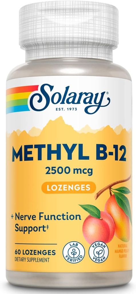 SOLARAY B 12 Suplemento de Lozenge de metilo, 2500mcg