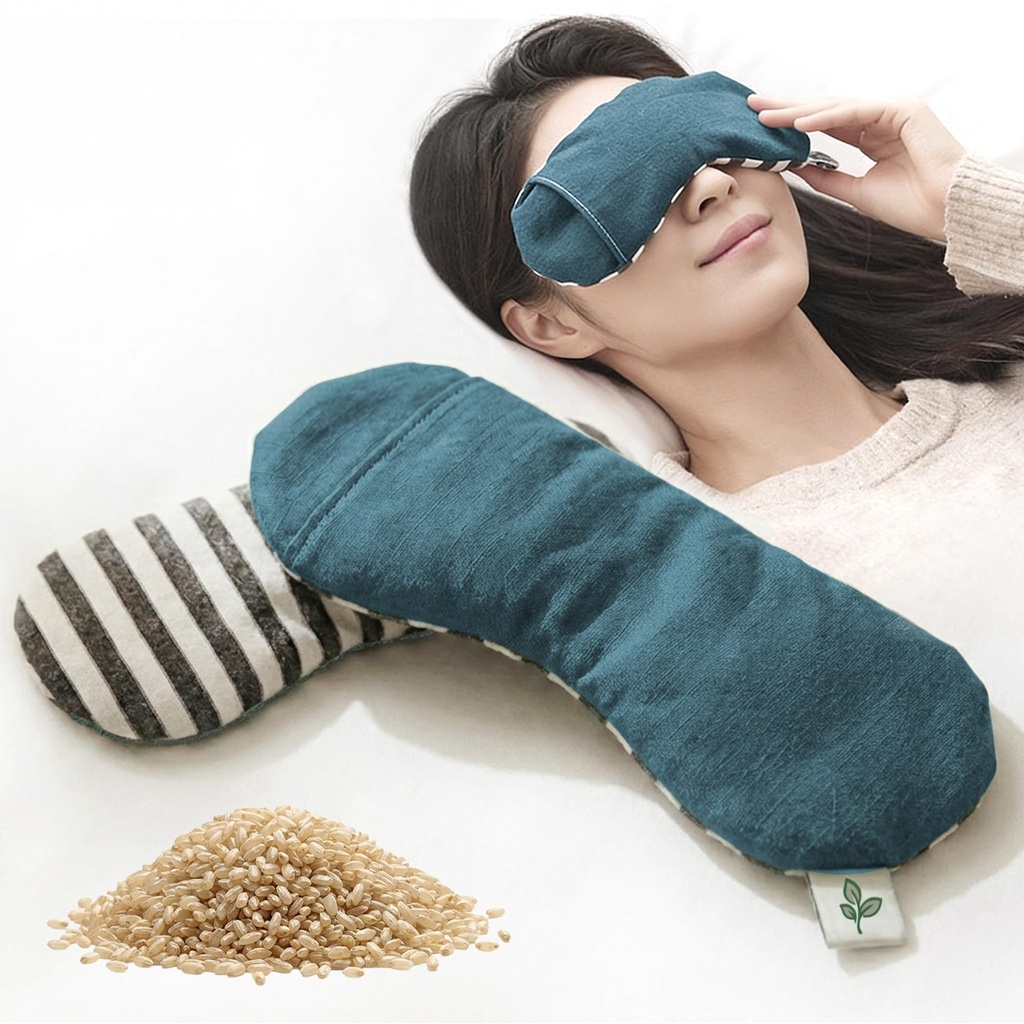 Seoul Heated Rice Eye Mask for Stye & Dry Eyes, Microwavable Compress | Strap-Free Comfort, Washable Cover, Weighted Feel, Organic Grain Filling, Freezable Design, Warm or Cold Use