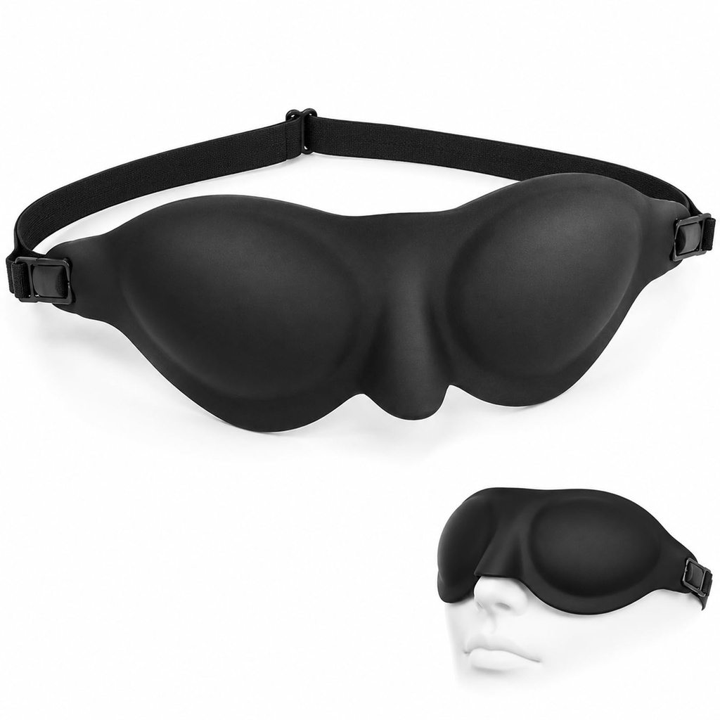 Moisture Chamber Glasses for Dry Eyes,with Adjustable Strap(Black) | Washable Reusable Silicone Goggles,Lightweight And Comfortable For Night Use,Helps Relieve Dry Eye Symptoms