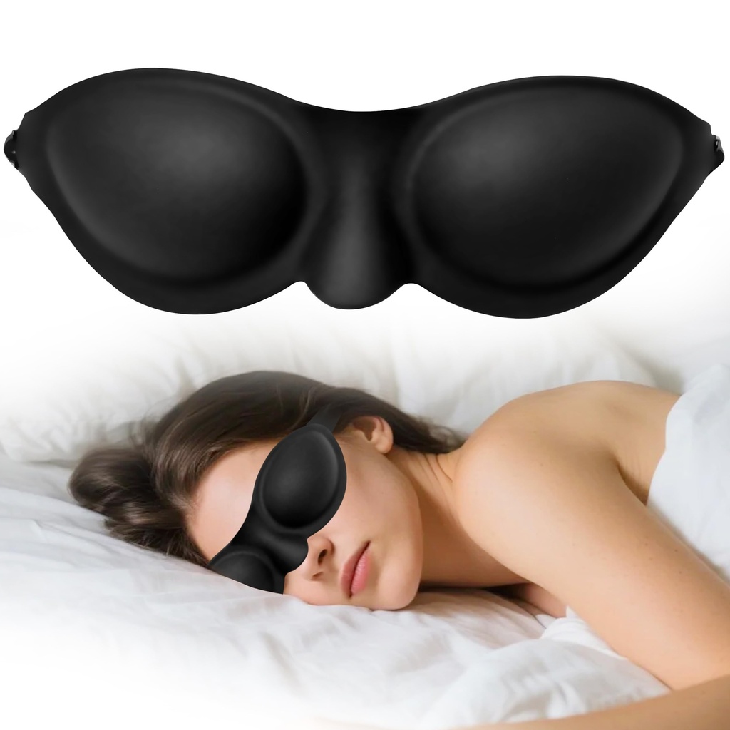 Moisture Chamber Sleep Mask for Dry Eyes Relief, Comfortable Silicone Eye Mask for Sleeping, Washable Reusable Nighttime Dry Eye Goggles, 100% Light Blocking Blackout Shield