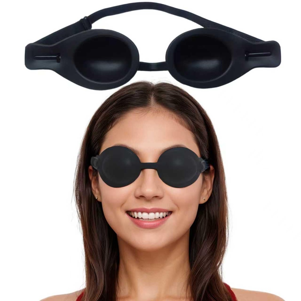 Small-Face Silicone Moisture Chamber Glasses (Semi-Matte Black) | Hydrating, Adjustable Strap, 3D, Reusable Sleep Eye Mask, For People with Dry Eyes and CPAP Users