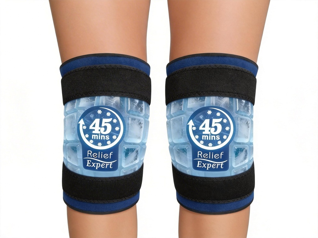 2 Packs 45-Minute Knee Ice Pack Wrap with Advanced Ice Grid Gel, Long-Lasting Cold Pack for Knees, Calves & Elbows, Flexible & Reusable Gel Ice Pack for Post-Workout Recovery, Joint Discomfort