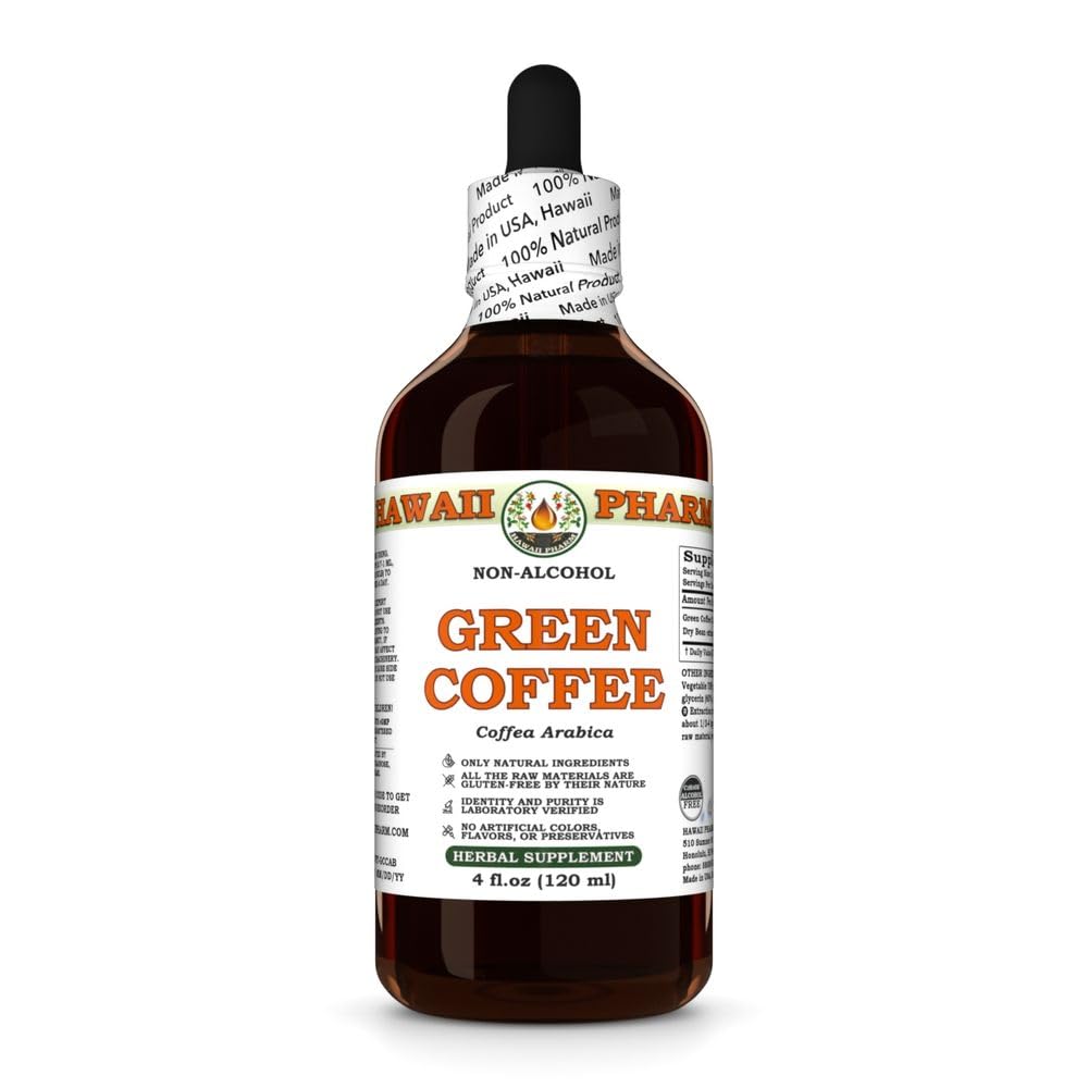 Green Coffee (Coffea Arabica) Dry Bean Glycerite, Made in Hawaii, All Natural, Vegan, Lab Tested Alcohol-Free Liquid Extract - 4 fl.oz