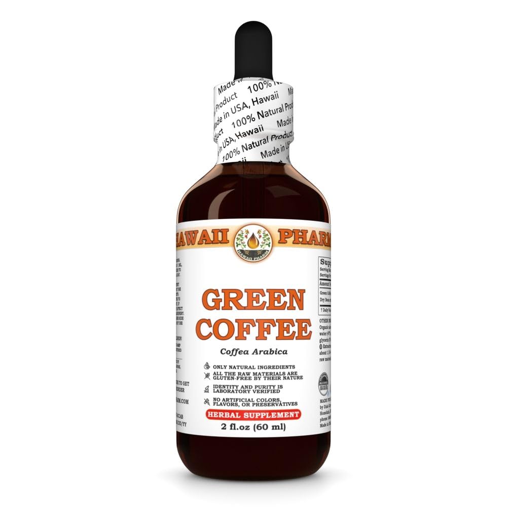 Green Coffee (Coffea Arabica) Dry Bean Tincture, Made in Hawaii, All Natural, Vegan, Pure Liquid Extract - 2 fl.oz