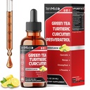 Green Tea Extract Liquid Drops - 9in1 with Turmeric Curcumin, Resveratrol, Quercetin, Bacopa, Panax Ginseng, L-Theanine, Pomegranate and Black Pepper - 30ml 1 Fl Oz