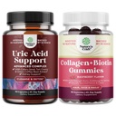 Bundle of Green Coffee Bean Extract for Uric Acid Cleanse & Detox with Turmeric, Tart Cherry & Celery Seed and Hair Skin and Nails Gummies for Women - Marine Collagen Biotin 10000mcg per Serving