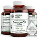 Natural Borage Oil Supplement, Omega-6 Fatty Acid, 30 Softgels | Rich in gamma-linolenic acid (GLA), Supporting Skin, Nerve, & Joint Health