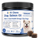 ZEBORA Omega 3 6 9 Salmon Oil for Dogs, Skin & Coat Health, 120 Count | Fish Oil Soft Chews with EPA, DHA, and Vitamins C and E, Itchy Skin Relief, Allergy Relief, and Shedding Support