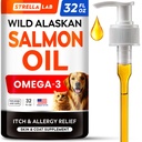 Wild Alaskan Salmon Oil for Dogs & Cats w/Omega 3 - EPA+DHA Fatty Acids