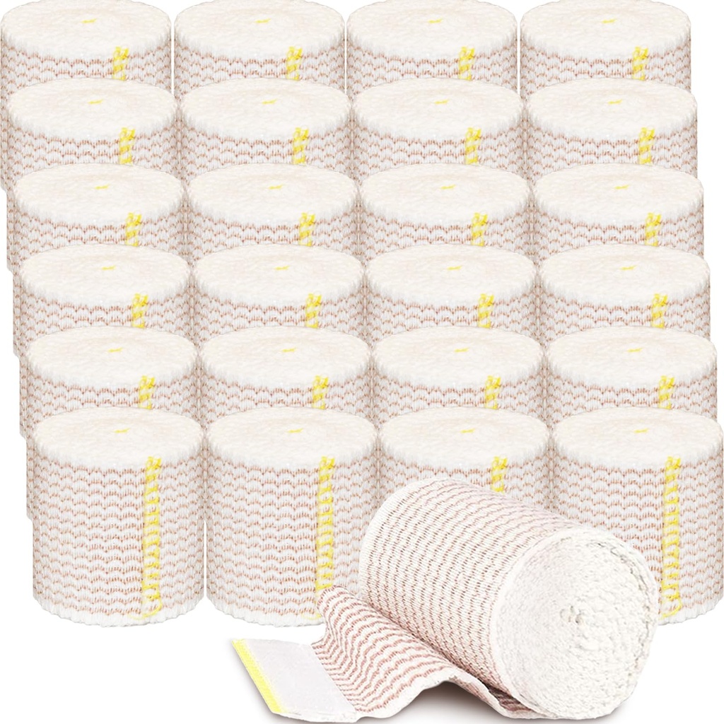 24 Pack Elastic Bandage Wrap 2” Bandage Wrap with Hook and Loop Closure on Both Ends Self Adhesive Bandage Wrap for Sports, Medical, and Injury Recovery