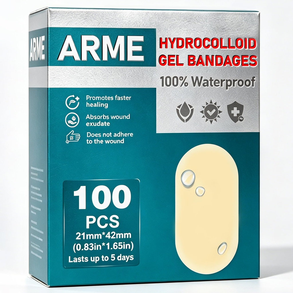 Arme Hydrocolloid Gel Bandages,Fast Healing Bandages Hydrocolloid Patch | 100Pcs Small Waterproof Bandages, Fast Healing For Wound Care & Face & Finger Hypoallergenic, Absorbs Exudate, Portable