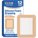 AZEN 12 Pack Silicone Foam Dressing, 3.2" X 4" Waterproof Silicone Bandages with Border Adhesive, Large Bandages for Wounds, Self Adhesive Wound Care and Dressings