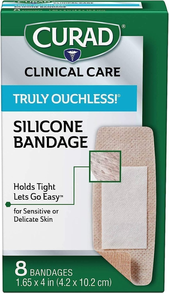 Curad Truly Ouchless Plastic Bandages, X-Large, 8 Count