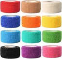 12 Pack Self Adhesive Bandage Wrap, 1" x 5 Yards, Cohesive Athletic Tape | Athletic Elastic Cohesive Bandage for Sports Injury,Strain,Knee & Wrist,Ankle Sprains & Swelling First Aid