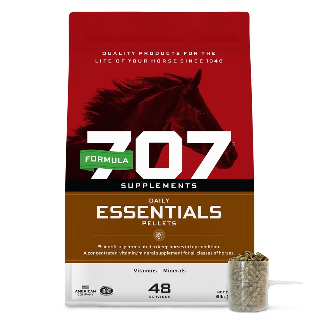 Daily Essentials Ration Balancer Supplement for Horses, 6 lb Bag – 48 Servings – Concentrated Complete Vitamin & Mineral Pellet