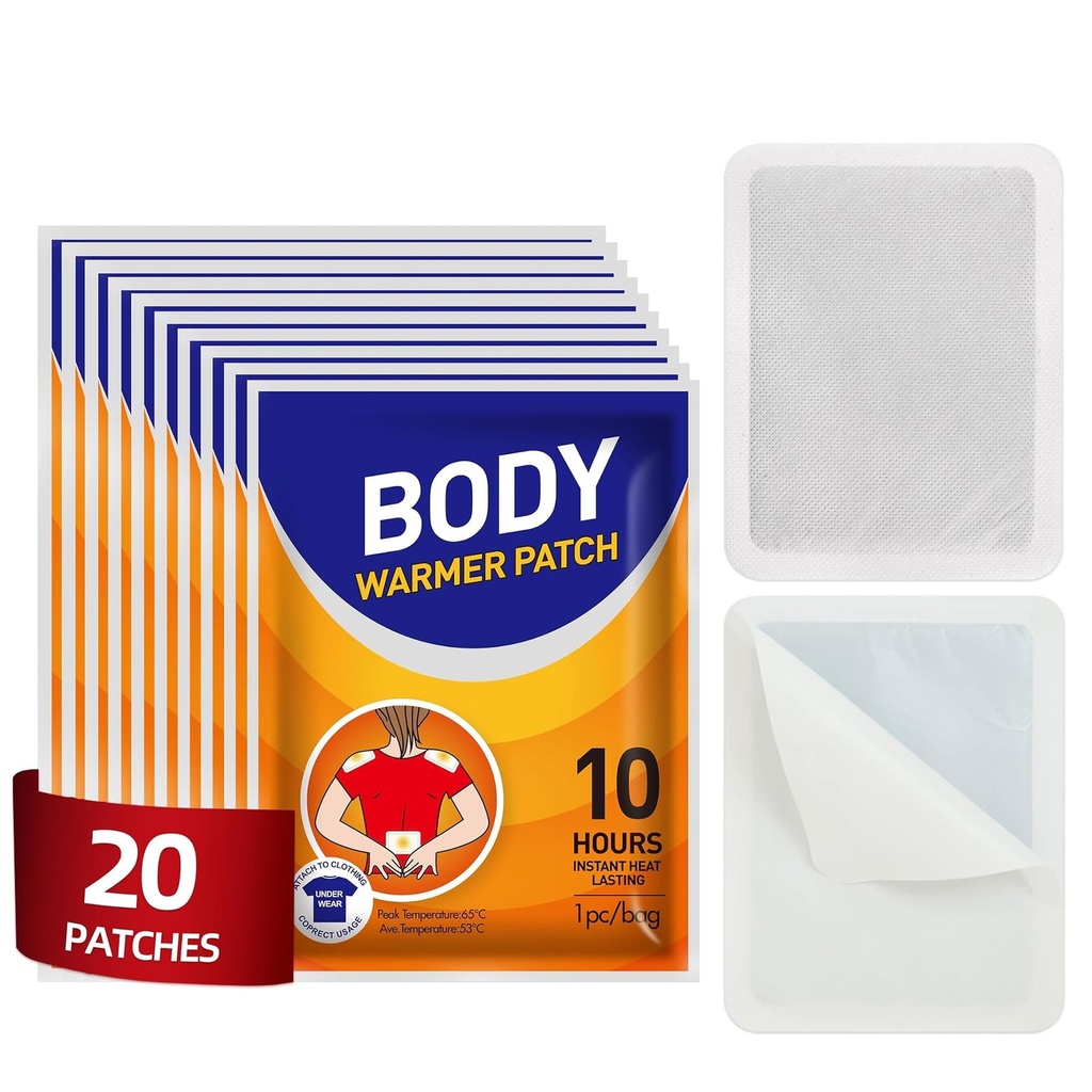 Body Warmers Heat Patches, Adhesive Heating Patches Disposable- 20 Packs | Portable Instant Hot Packs Lasting up to 10 Hours, Travel Size Heat Pads on Cruise