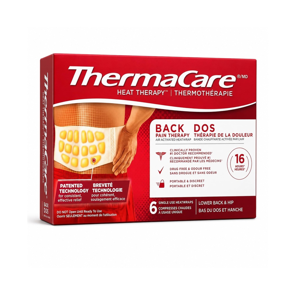 ThermaCare Heatwraps Advance Back Pain Therapy Stretch Fit S-XL, 6 count