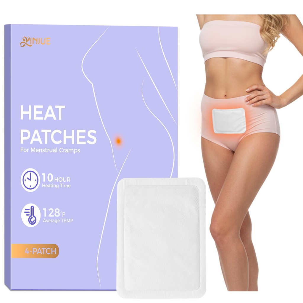 Portable Menstrual Pain Relief Heat Patch, Adhesive Heat Patches for Period Cramps and Backache Relief, Disposable Air Activated Body Warmers - Up to 10 Hours