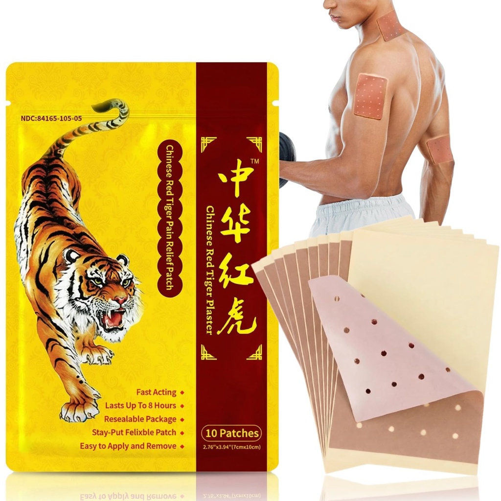 Tiger Patches - 30 Pcs Chinese Red Tiger Patches Ultra Strength, Heat Back Patch for Muscle Joint of Knee Neck Shoulder 3 Packs 10 Each