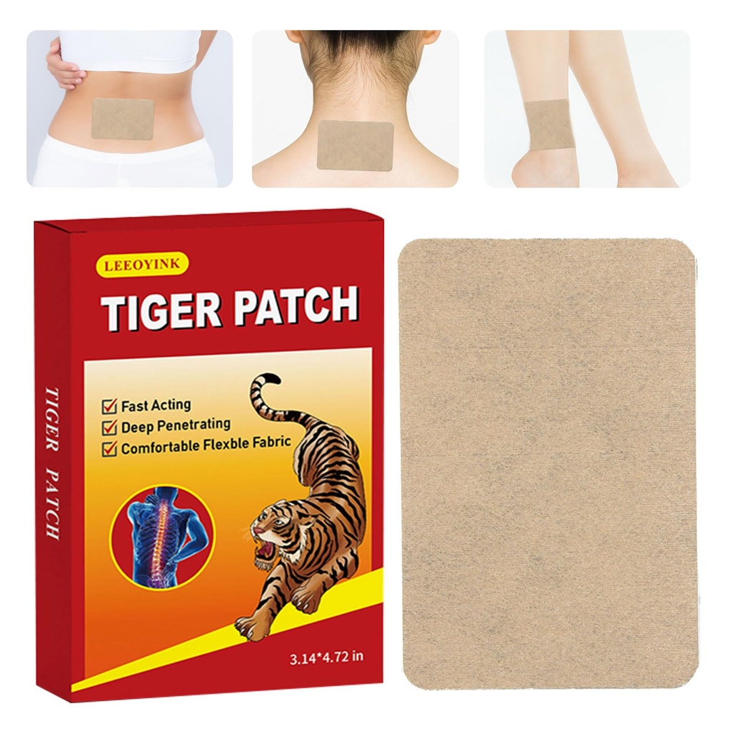 (100pcs) Tiger Patches Chinese Red Tiger Natural Herbal Hot Patches for Back, Shoulder, Knee, Joint, and Muscle Support Maximum Strength Patch