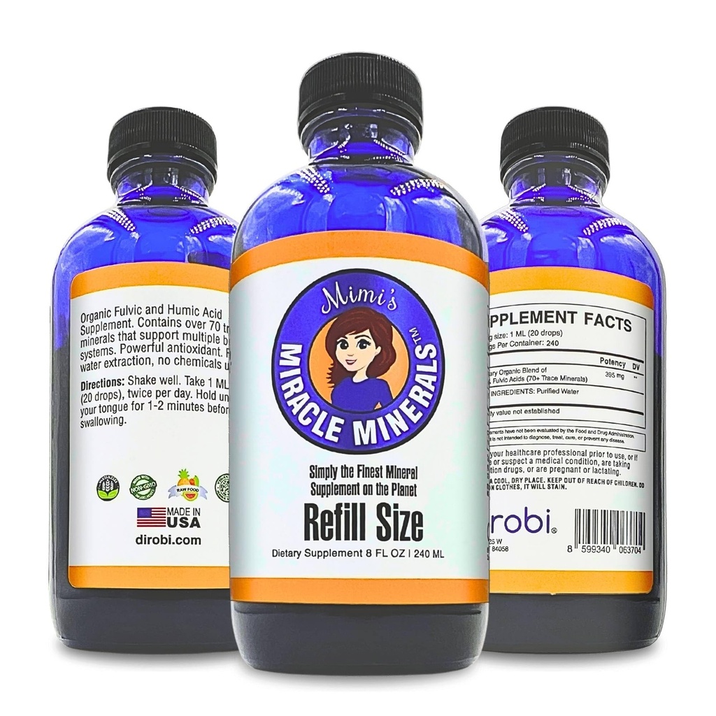 Mimi's Miracle Minerals – Fulvic & Humic Acid Supplement with 72+ Ionic Trace Minerals, Energy, Hair & Nail Growth Support, Organic Plant-Derived Liquid Drops, 8 oz