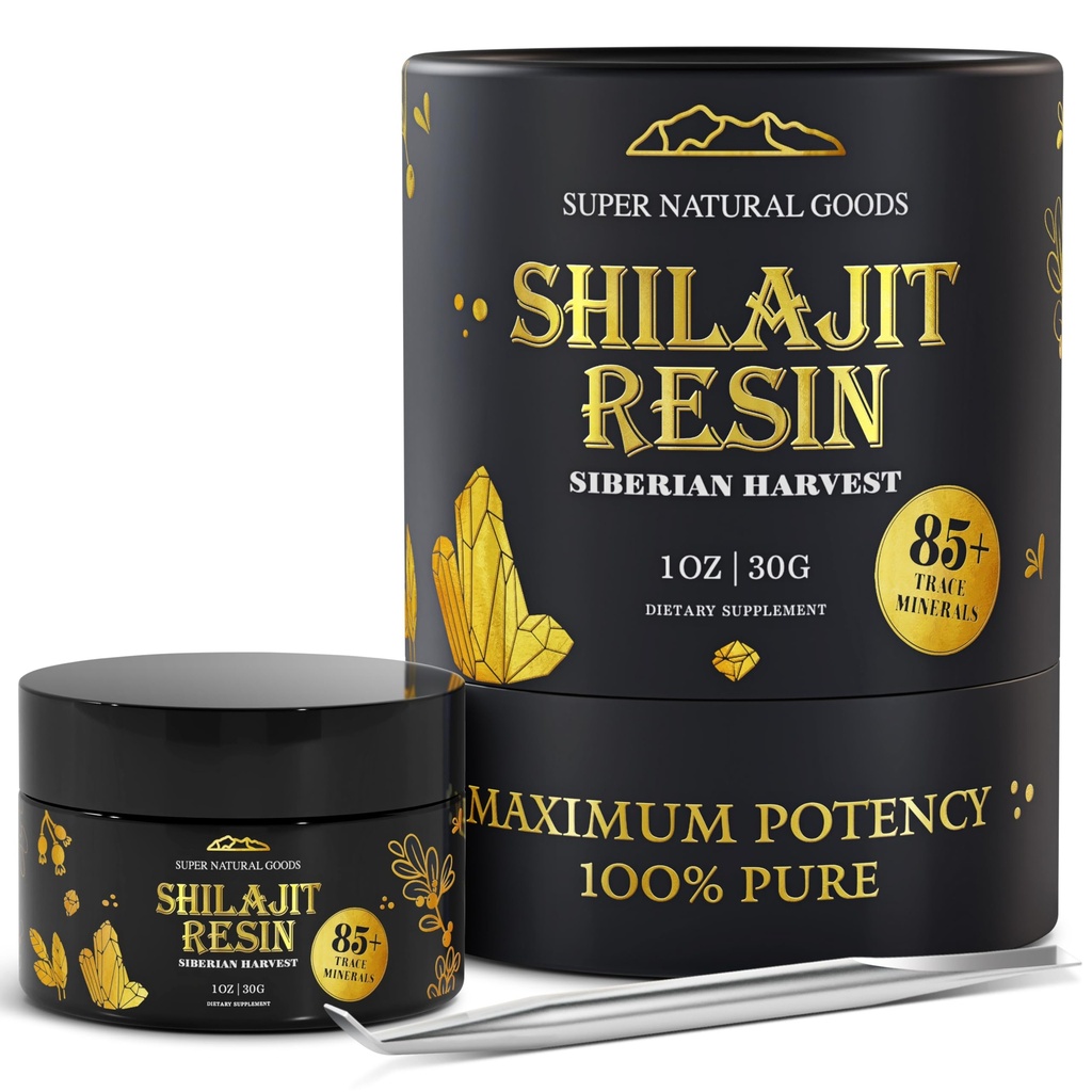Super Natural Goods | High Nutritional Potency, Grade A Shilajit Resin with 85+ Plant-Derived Trace Minerals and Fulvic Acid, Energy & Immune Suport for Men and Women, 3rd Party US Lab Tested (30g)