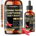 10in1 Cayenne Pepper Liquid Drops + Hawthorn Berry, Beet Root, Turmeric, Ginger and More - 2 Fl Oz - 2 Months Supply
