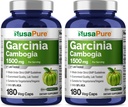 NusaPure Garcinia Cambogia 180 Veggie Capsules 1500mg (Vegetarian, Non-GMO, Vegan) (Pack of 2)