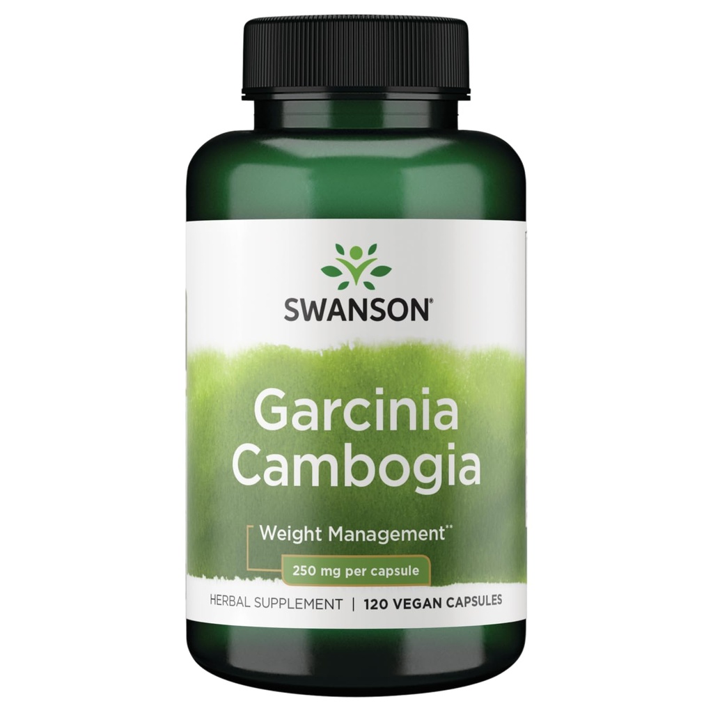 Swanson Garcinia Cambogia 250 mg, 120 Vegan Capsules | Supports a Healthy Body Weight and Metabolism, a Natural Source of Hydroxycitric Acid That Promotes Serotonin