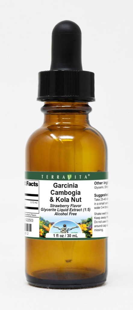 Garcinia Cambogia & Kola Nut Glycerite Liquid Extract (1:5) - Strawberry Flavored (1 oz, ZIN: 522503)