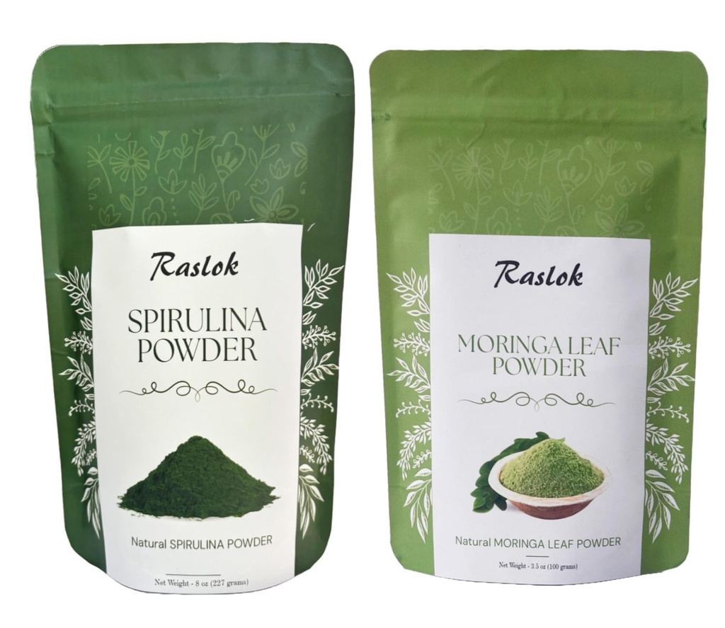 Moringa Powder & Pure Spirulina Powder Bundle – 100% Pure Moringa Leaf & Spirulina, No Fillers, Non-GMO, Vegan Protein, Immune Support & Antioxidants (3.52oz Each)