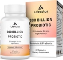 300 miliardi di CFU Probiotici - Probiotici per Donne e Uomini, 12 Probiotici Strains Plus Prebiotici, per Immune & Digestivo, Salute Gut, Gas Bloating, Shelf Stable - 60 Caps
