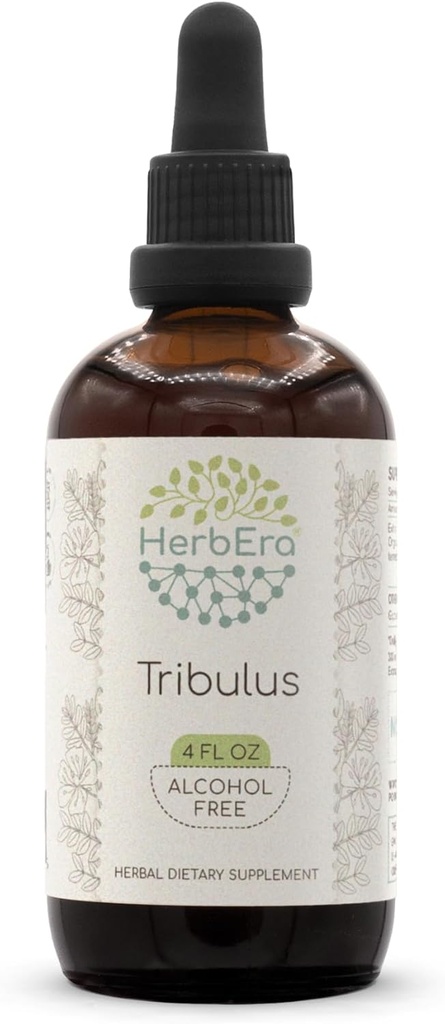 HerbEra Tribulus B120 알코올 무료 초본 추출물 Tincture, 농축 액체 드롭 천연 Tribulus (Tribulus Terrestris) 건조 과일 (4 fl oz)
