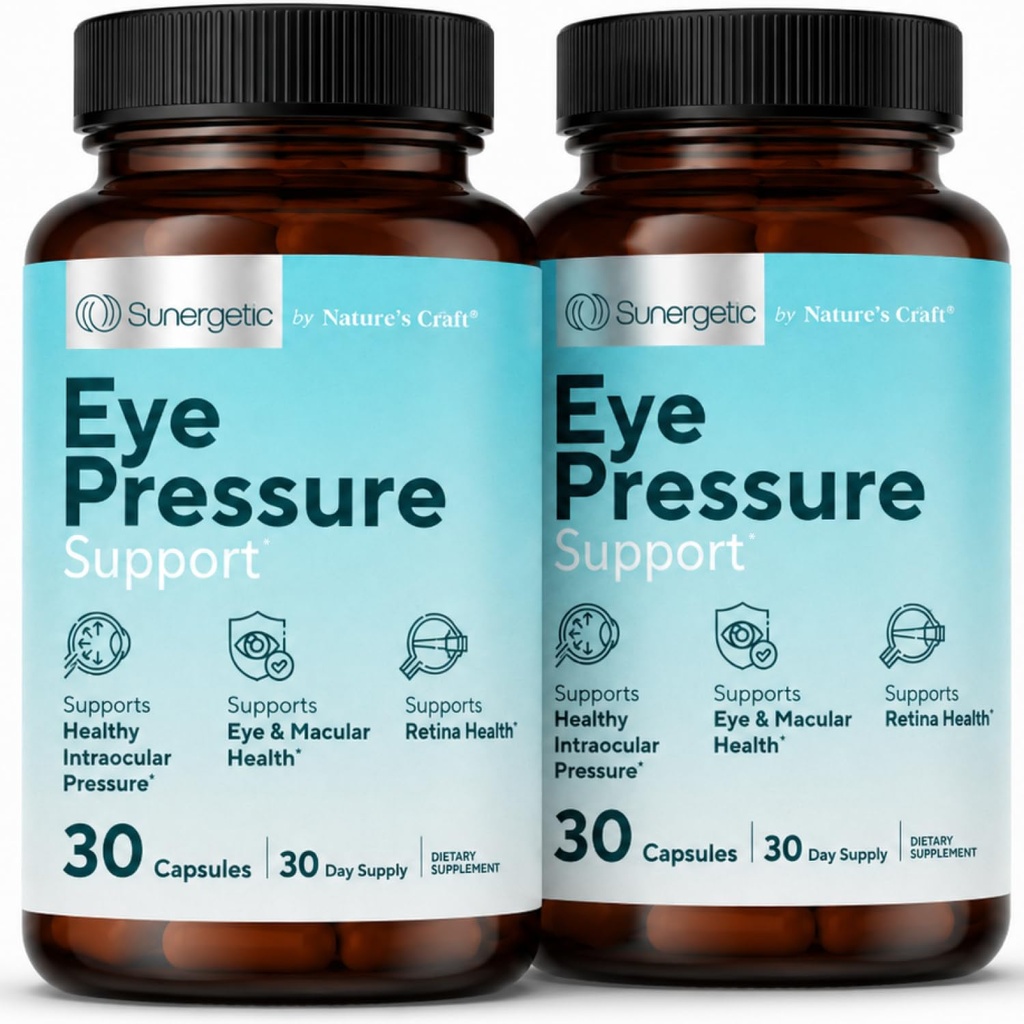 Sunergetic Premium Eye Pressure Support Supplement - Eye Pressure Supplement with Saffron, Lutein, Zeaxanthin, Bilberry & Pine Bark - Supports Ocular Health & Overall Vision - 30 Count (Pack of 2)