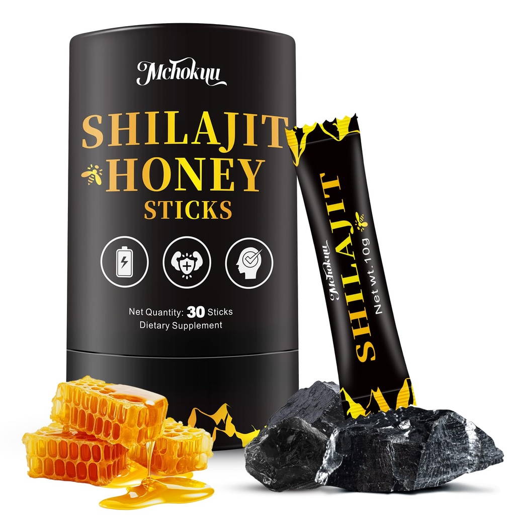 Shilajit Honey Sticks for Men & Women, 30 Sticks | Himalayan Shilajit with Organic Honey, Saffron, 85+ Trace Minerals & Fulvic Acid. Supports Energy* & Immune Function
